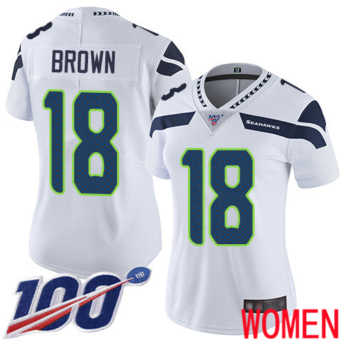 Seattle Seahawks Limited White Women Jaron Brown Road Jersey NFL Football #18 100th Season Vapor Untouchable->women nfl jersey->Women Jersey